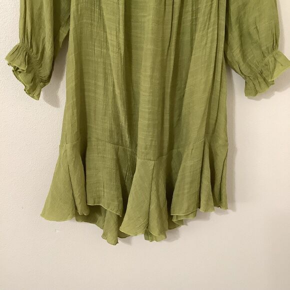 Urban Mango Green Fairycore Bohemian Hippie Festival Fairy Peasant Blouse M - Picture 7 of 7